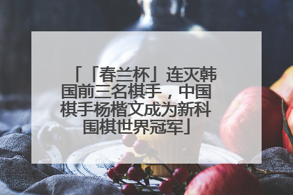「春兰杯」连灭韩国前三名棋手，中国棋手杨楷文成为新科围棋世界冠军