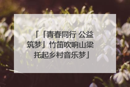 「青春同行 公益筑梦」竹笛吹响山梁 托起乡村音乐梦