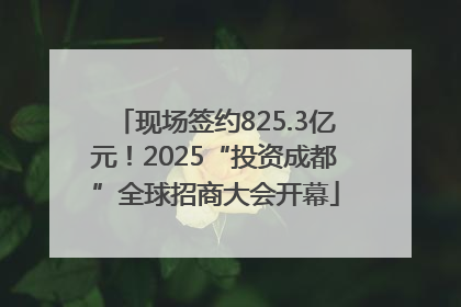 现场签约825.3亿元！2025“投资成都”全球招商大会开幕