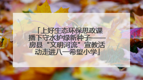 上好生态环保思政课 播下守水护绿新种子——房县“文明河流”宣教活动走进八一希望小学