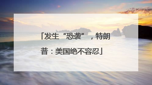 发生“恐袭”，特朗普：美国绝不容忍