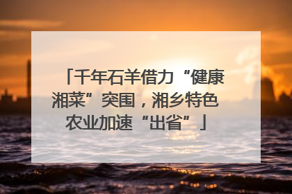 千年石羊借力“健康湘菜”突围，湘乡特色农业加速“出省”