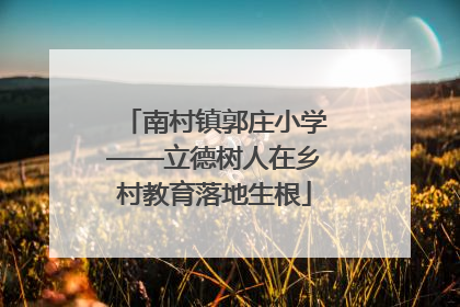南村镇郭庄小学——立德树人在乡村教育落地生根