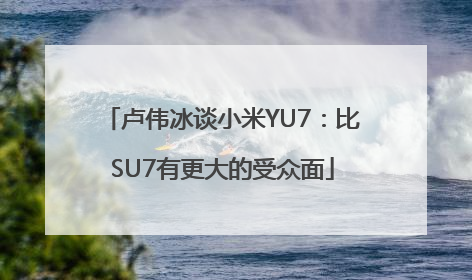 卢伟冰谈小米YU7：比SU7有更大的受众面