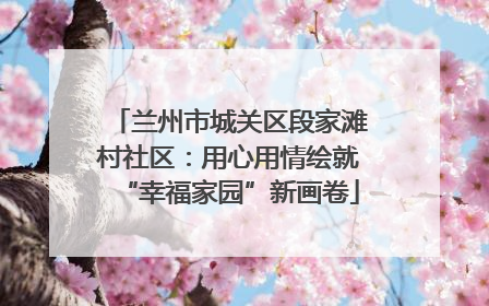 兰州市城关区段家滩村社区：用心用情绘就“幸福家园”新画卷