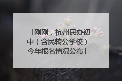刚刚，杭州民办初中（含民转公学校）今年报名情况公布
