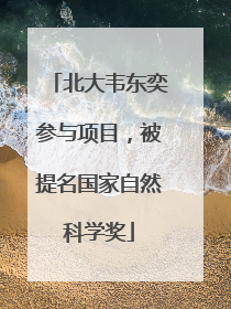 北大韦东奕参与项目，被提名国家自然科学奖