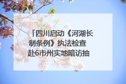 四川启动《河湖长制条例》执法检查 赴6市州实地暗访抽查｜四川人大之声