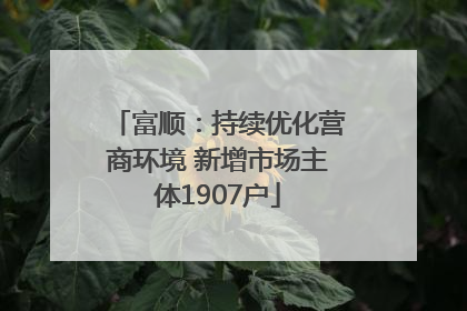 富顺：持续优化营商环境 新增市场主体1907户
