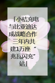 小桔充电与比亚迪达成战略合作 三年内共建1万座“兆瓦闪充”站