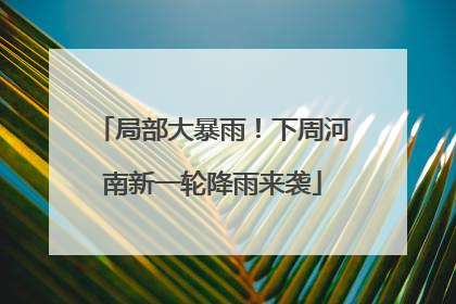 局部大暴雨！下周河南新一轮降雨来袭