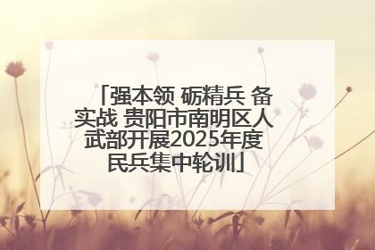 强本领 砺精兵 备实战 贵阳市南明区人武部开展2025年度民兵集中轮训