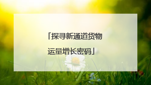 探寻新通道货物运量增长密码