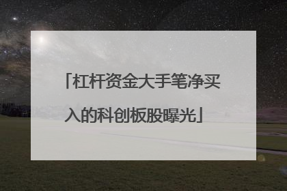 杠杆资金大手笔净买入的科创板股曝光
