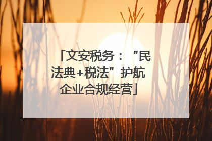 文安税务：“民法典+税法”护航企业合规经营