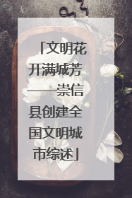 文明花开满城芳——崇信县创建全国文明城市综述