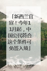 新西兰官宣！今年11月起，中国公民符合这个条件可免签入境
