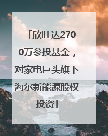 欣旺达2700万参投基金，对家电巨头旗下海尔新能源股权投资
