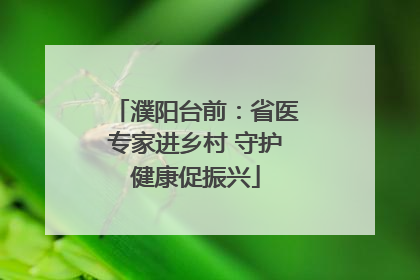濮阳台前：省医专家进乡村 守护健康促振兴