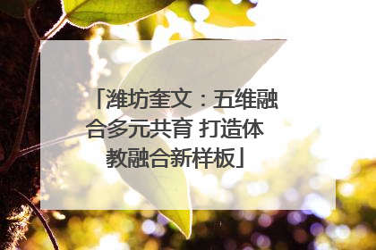 潍坊奎文：五维融合多元共育 打造体教融合新样板