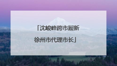 沈峻峰跨市履新徐州市代理市长