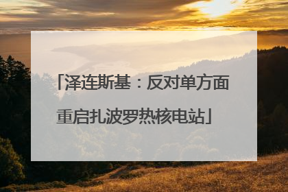 泽连斯基：反对单方面重启扎波罗热核电站