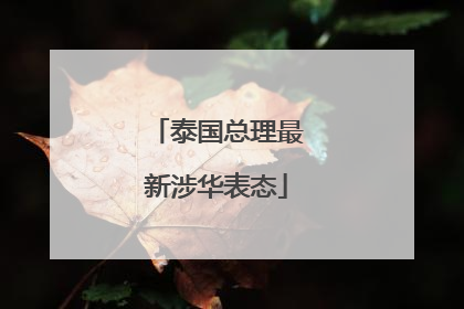 泰国总理最新涉华表态