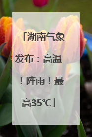 湖南气象发布：高温！阵雨！最高35℃