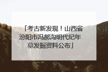 考古新发现！山西省汾阳市冯郝沟明代纪年墓发掘资料公布