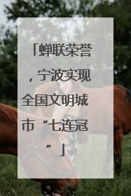 蝉联荣誉，宁波实现全国文明城市“七连冠”
