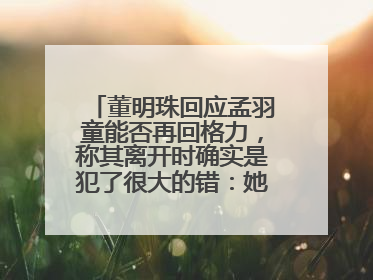 董明珠回应孟羽童能否再回格力，称其离开时确实是犯了很大的错：她对我来说是孩子