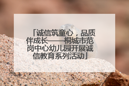 诚信筑童心，品质伴成长——桐城市范岗中心幼儿园开展诚信教育系列活动