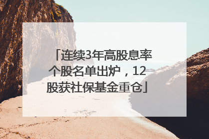 连续3年高股息率个股名单出炉，12股获社保基金重仓