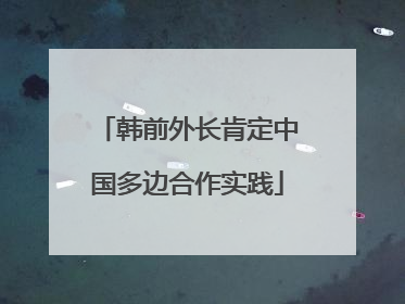 韩前外长肯定中国多边合作实践