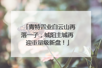 青特置业白云山再落一子，城阳主城再迎重量级新盘！