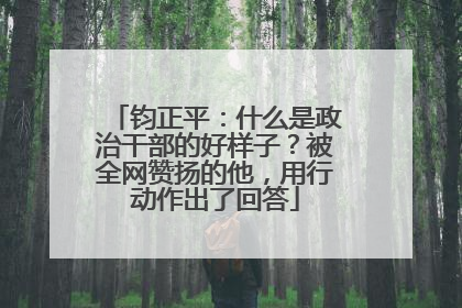 钧正平：什么是政治干部的好样子？被全网赞扬的他，用行动作出了回答