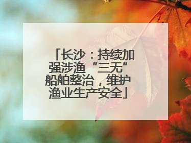 长沙：持续加强涉渔“三无”船舶整治，维护渔业生产安全
