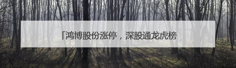 鸿博股份涨停，深股通龙虎榜上净卖出2602.35万元