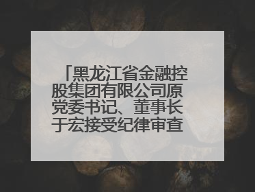 黑龙江省金融控股集团有限公司原党委书记、董事长于宏接受纪律审查和监察调查