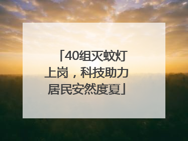 40组灭蚊灯上岗，科技助力居民安然度夏